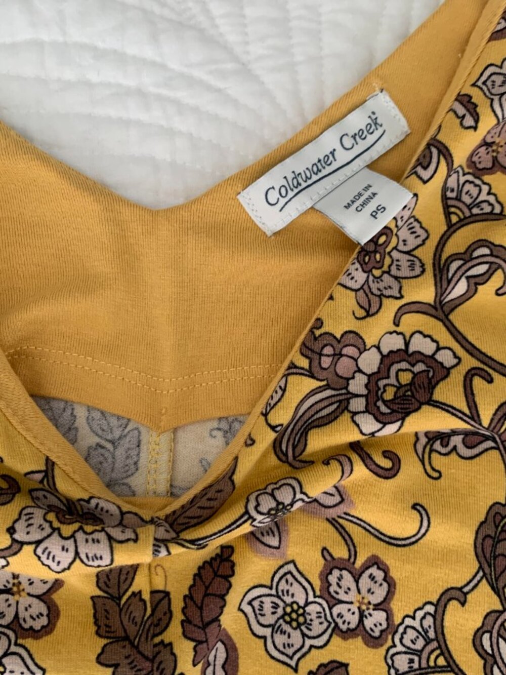 Coldwater Creek Floral Maxi Dress | Yellow Gold Jersey Knit | Petite Small - Picture 4 of 6